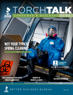 BBB Torch Talk Magazine with Bio NW on the cover